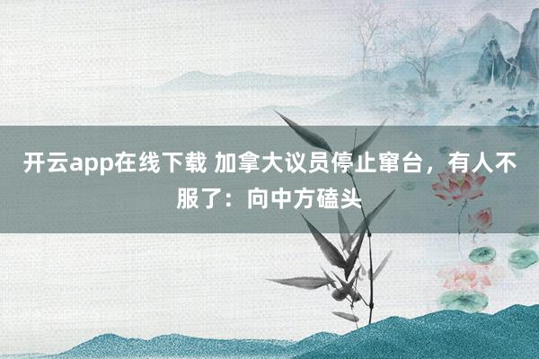 开云app在线下载 加拿大议员停止窜台，有人不服了：向中方磕头