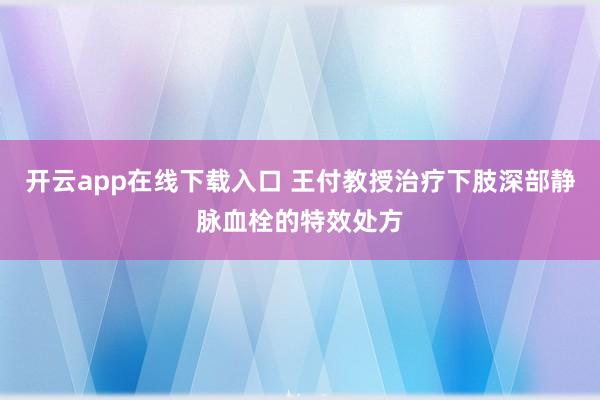开云app在线下载入口 王付教授治疗下肢深部静脉血栓的特效处方