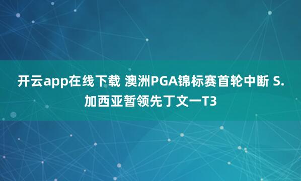 开云app在线下载 澳洲PGA锦标赛首轮中断 S.加西亚暂领先丁文一T3