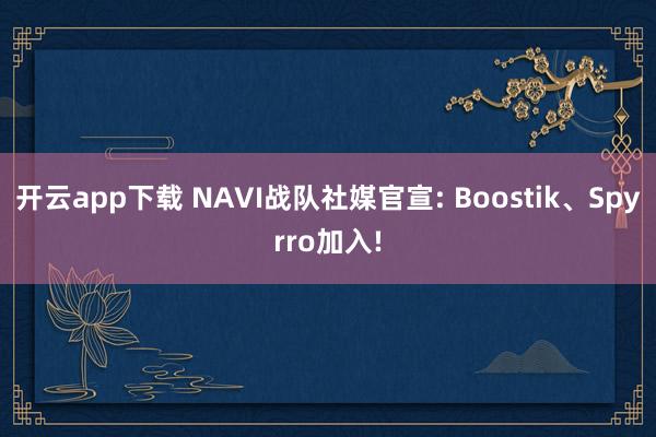 开云app下载 NAVI战队社媒官宣: Boostik、Spyrro加入!