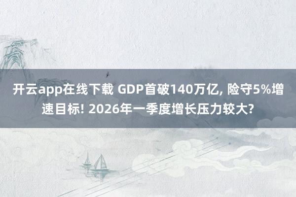 开云app在线下载 GDP首破140万亿, 险守5%增速目标! 2026年一季度增长压力较大?