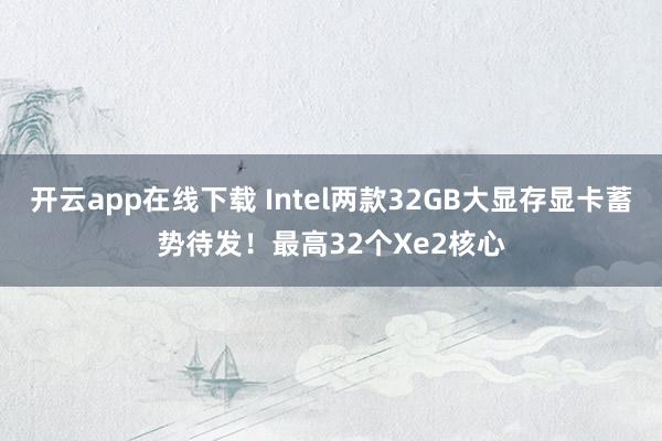 开云app在线下载 Intel两款32GB大显存显卡蓄势待发！最高32个Xe2核心