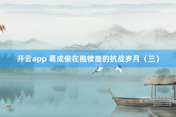 开云app 葛成俊在抱犊崮的抗战岁月（三）