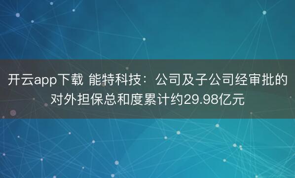 开云app下载 能特科技：公司及子公司经审批的对外担保总和度累计约29.98亿元