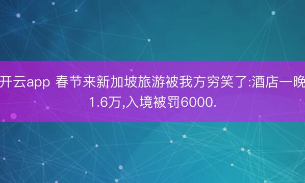 开云app 春节来新加坡旅游被我方穷笑了:酒店一晚1.6万,入境被罚6000.